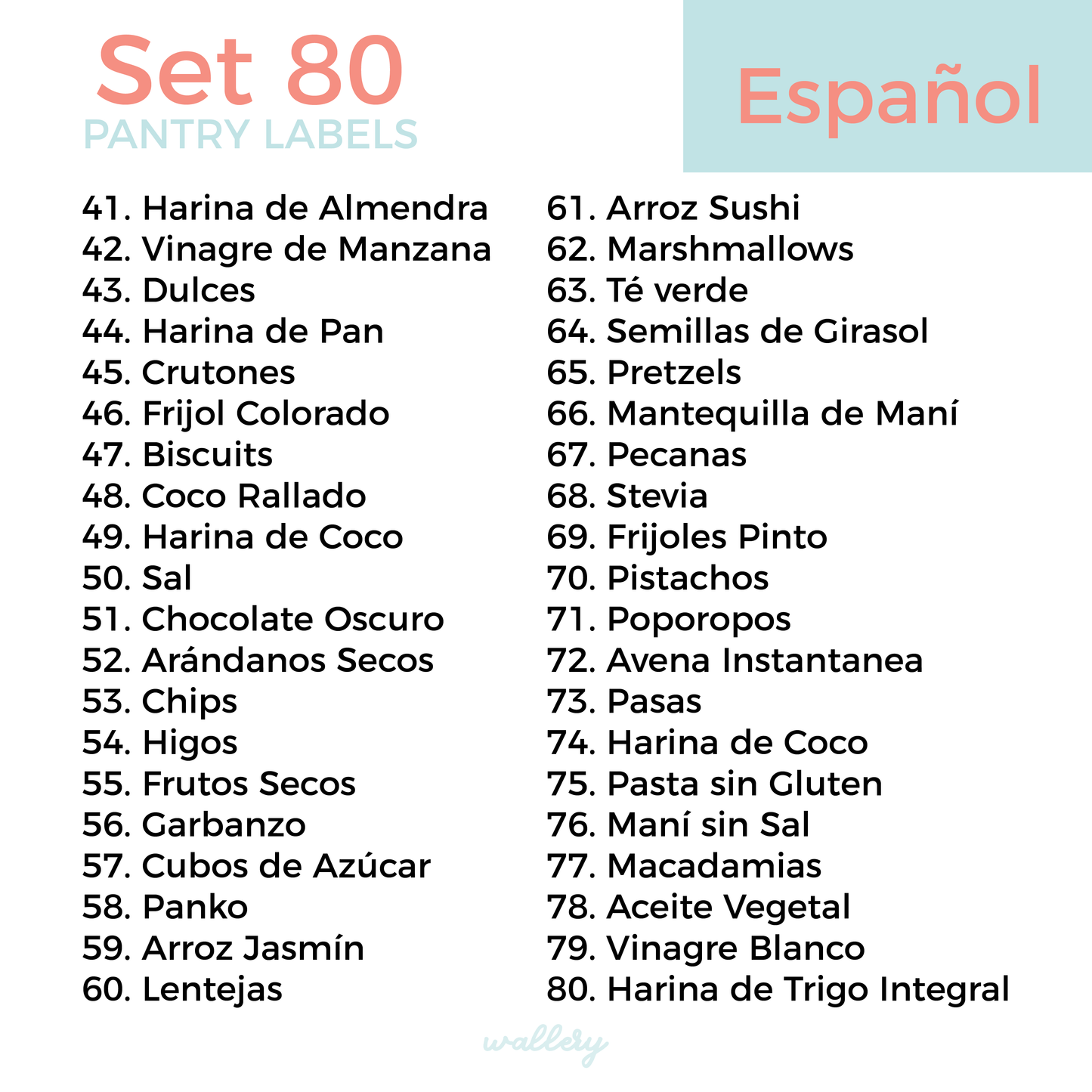 20 Pantry Labels ESPAÑOL