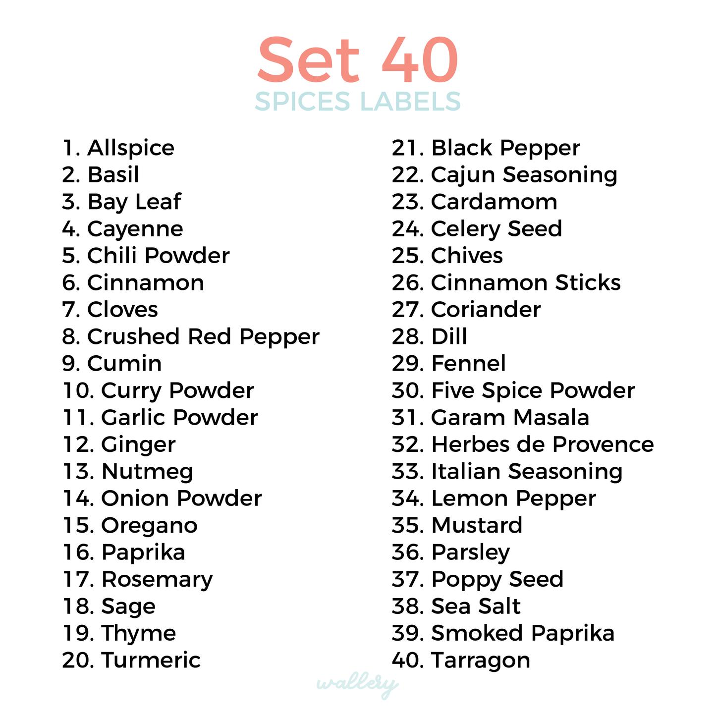 40 Spice Labels