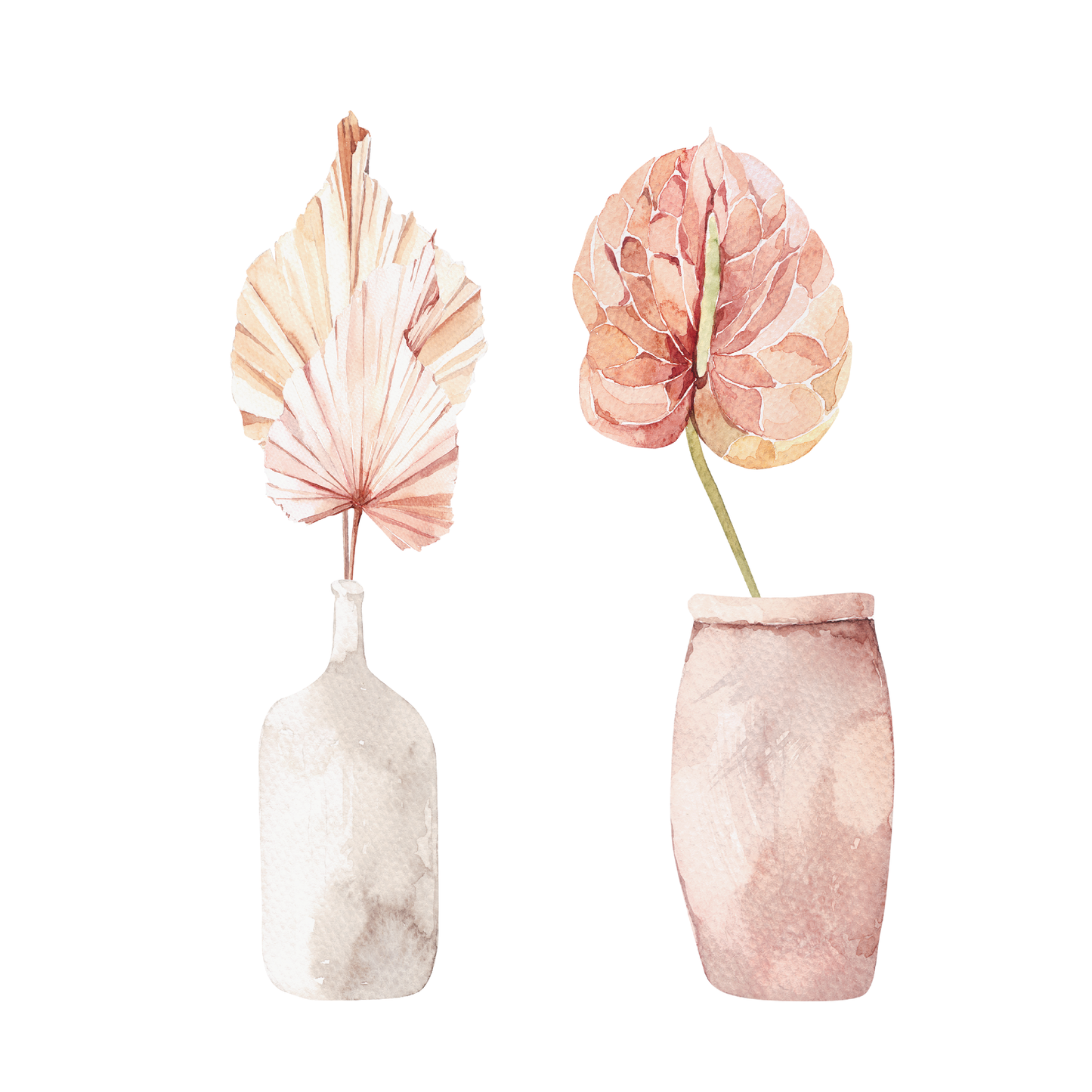 Boho Palms Pot Pink Small Decal Set