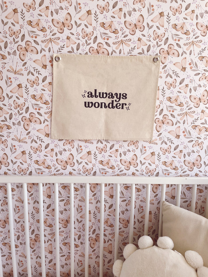 minimalist fabric wall banner for nursery and kids room