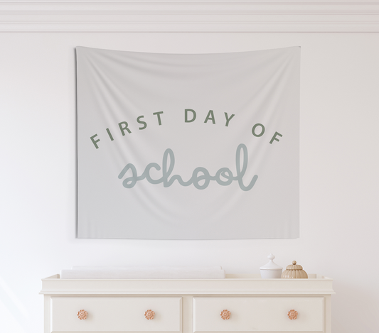 First Day of School Green Tapestry, First Day of School Banner Green