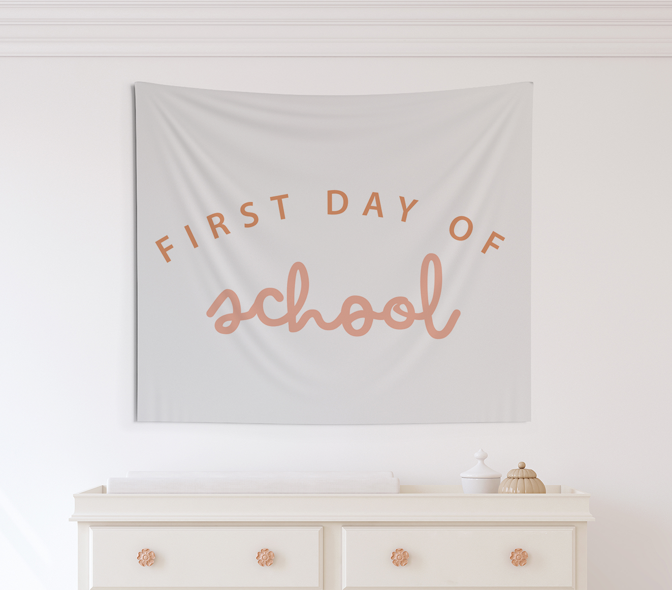 First Day of School Orange and Pink Tapestry, First Day of School Banner Green