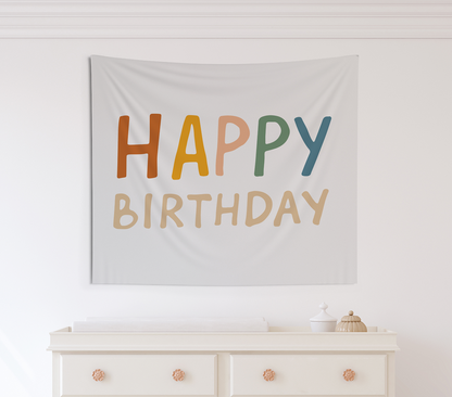 Happy Birthday Tapestry, Wall Decor, Banner, Happy Birthday Banner