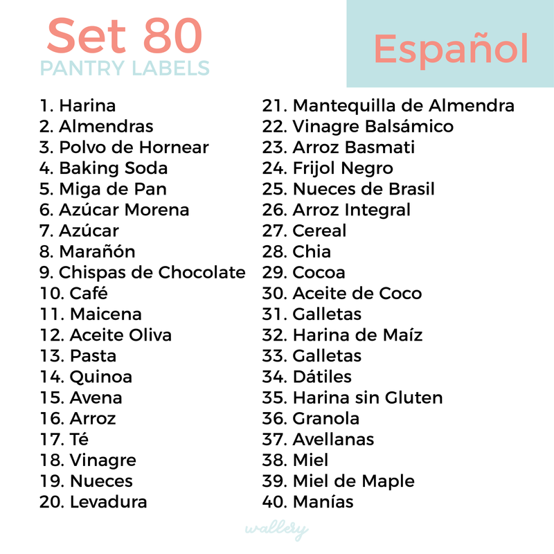 20 Pantry Labels ESPAÑOL