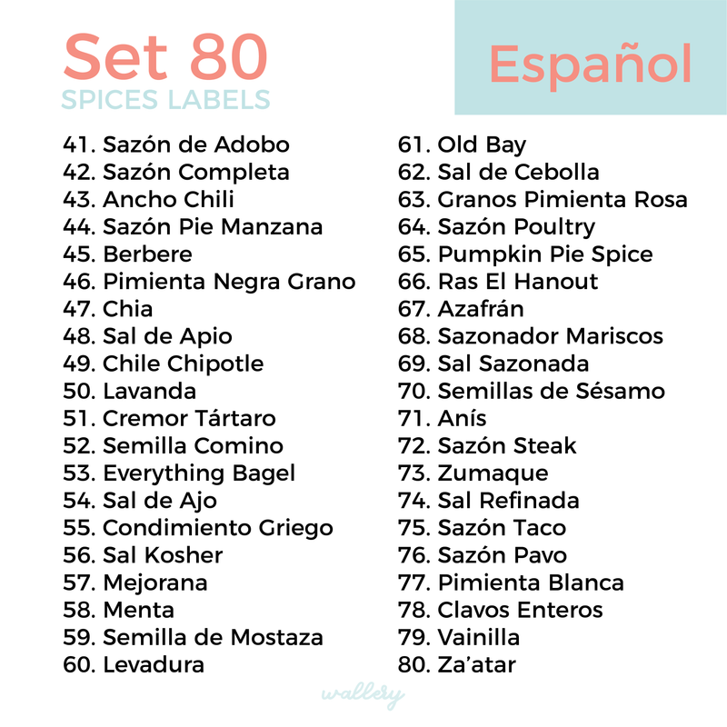 20 Spice Labels ESPAÑOL