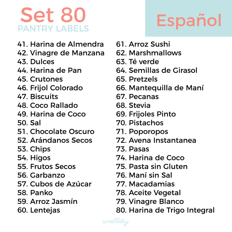 80 Pantry Labels ESPAÑOL