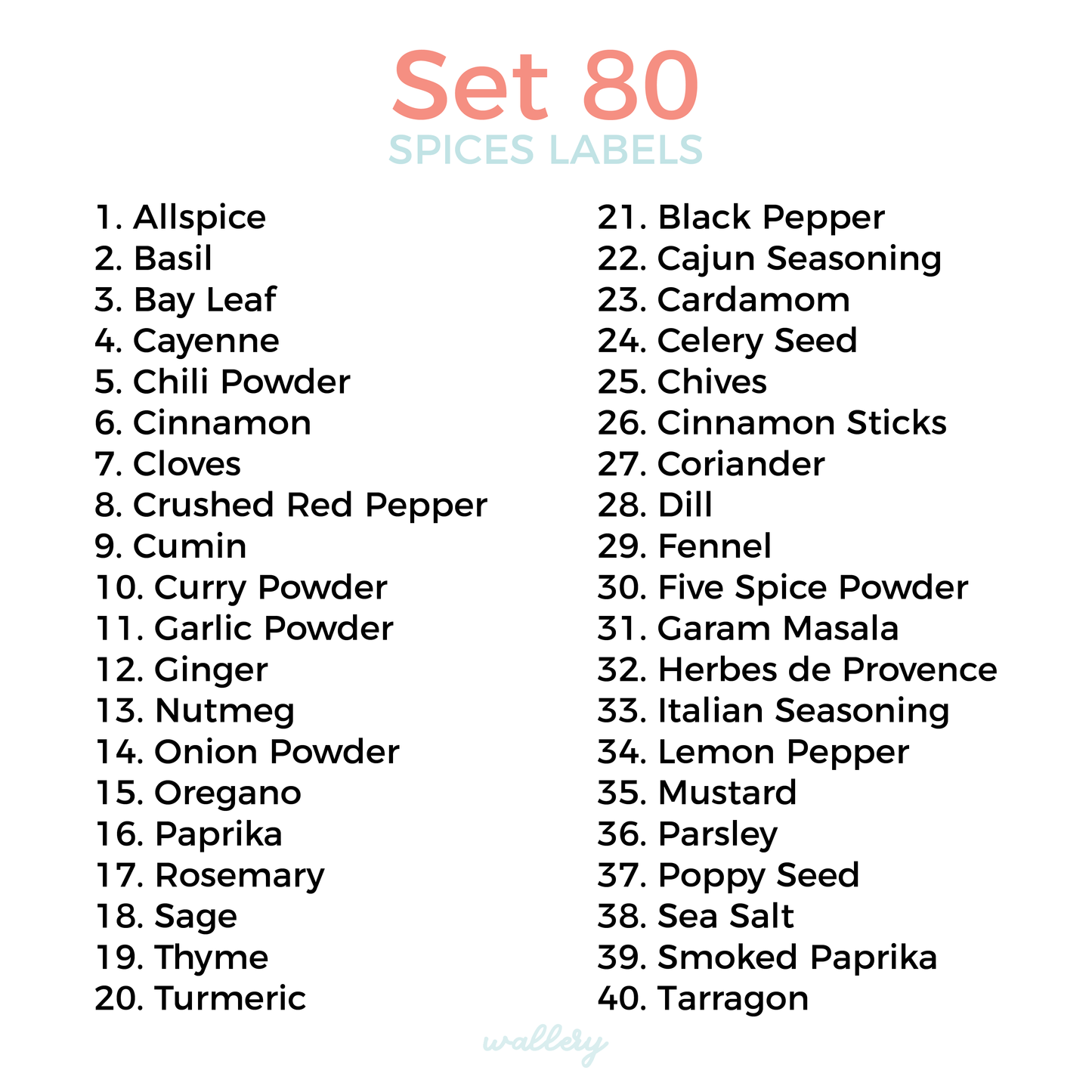 20 Spice Labels